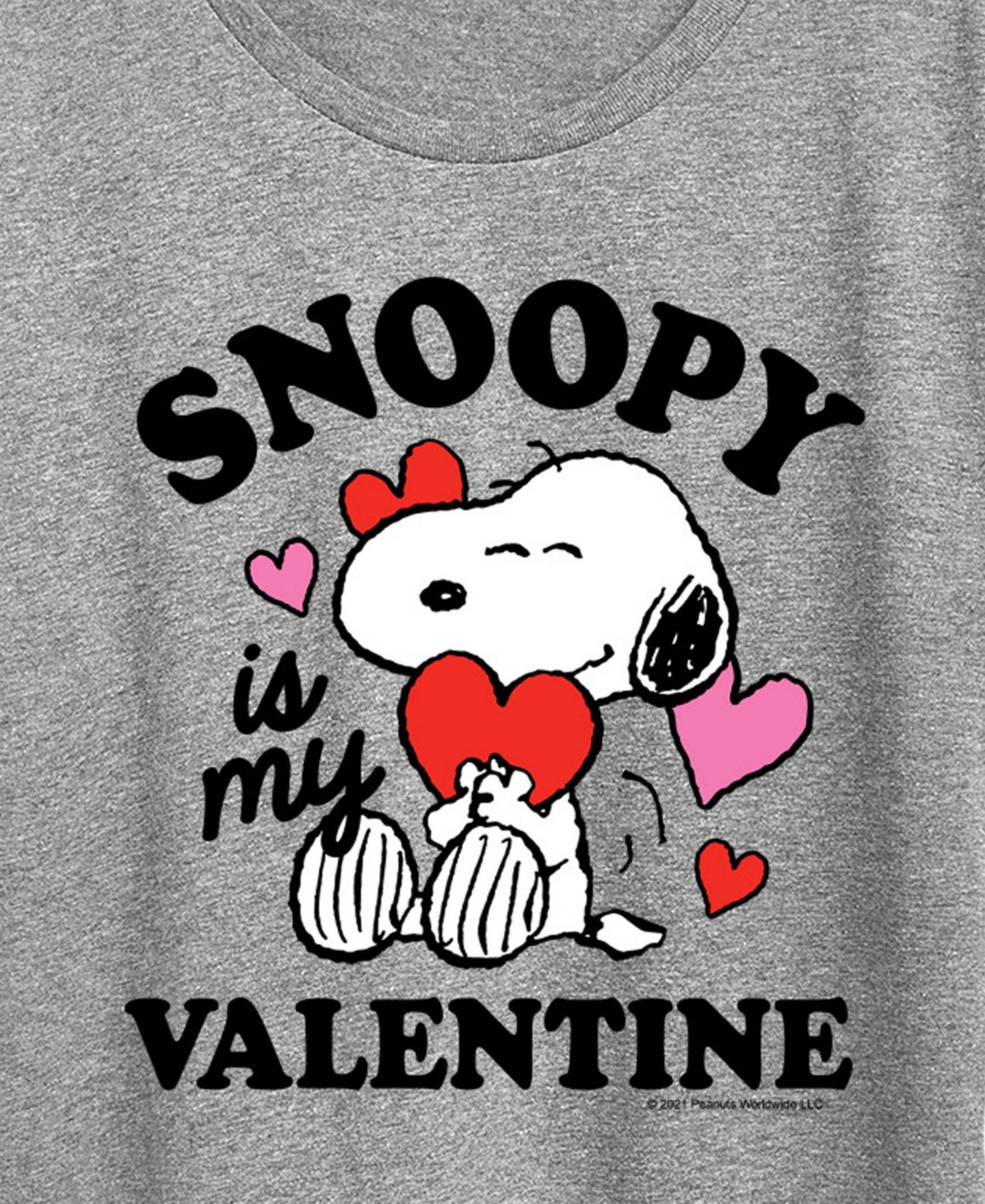 Женская футболка Hybrid Apparel Peanuts Snoopy Is My Valentine Short-Sleeve Graphic, цвет: Меланжевый серый — фото 2
