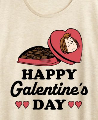 Women's Peanuts Peppermint Patty Happy Galentines Day Short Sleeve Graphic T-Shirt