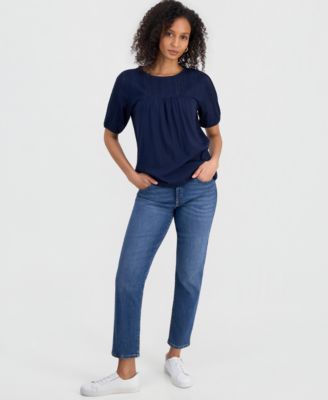 Women's Cotton Scoop-Neck Lace Top