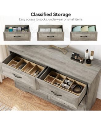 Takywep 6-Drawer Dresser for Bedroom – Farmhouse Modern Wooden Storage Chest with Metal Handles, Dresser Organizer for Bedroom, Living Room