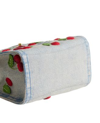 Denim Cargo Cherry Embroidery Mini Tote Bag 20