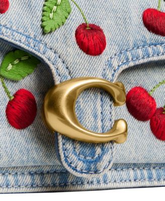 Tabby Small Denim Cherry Embroidery Shoulder Bag 20