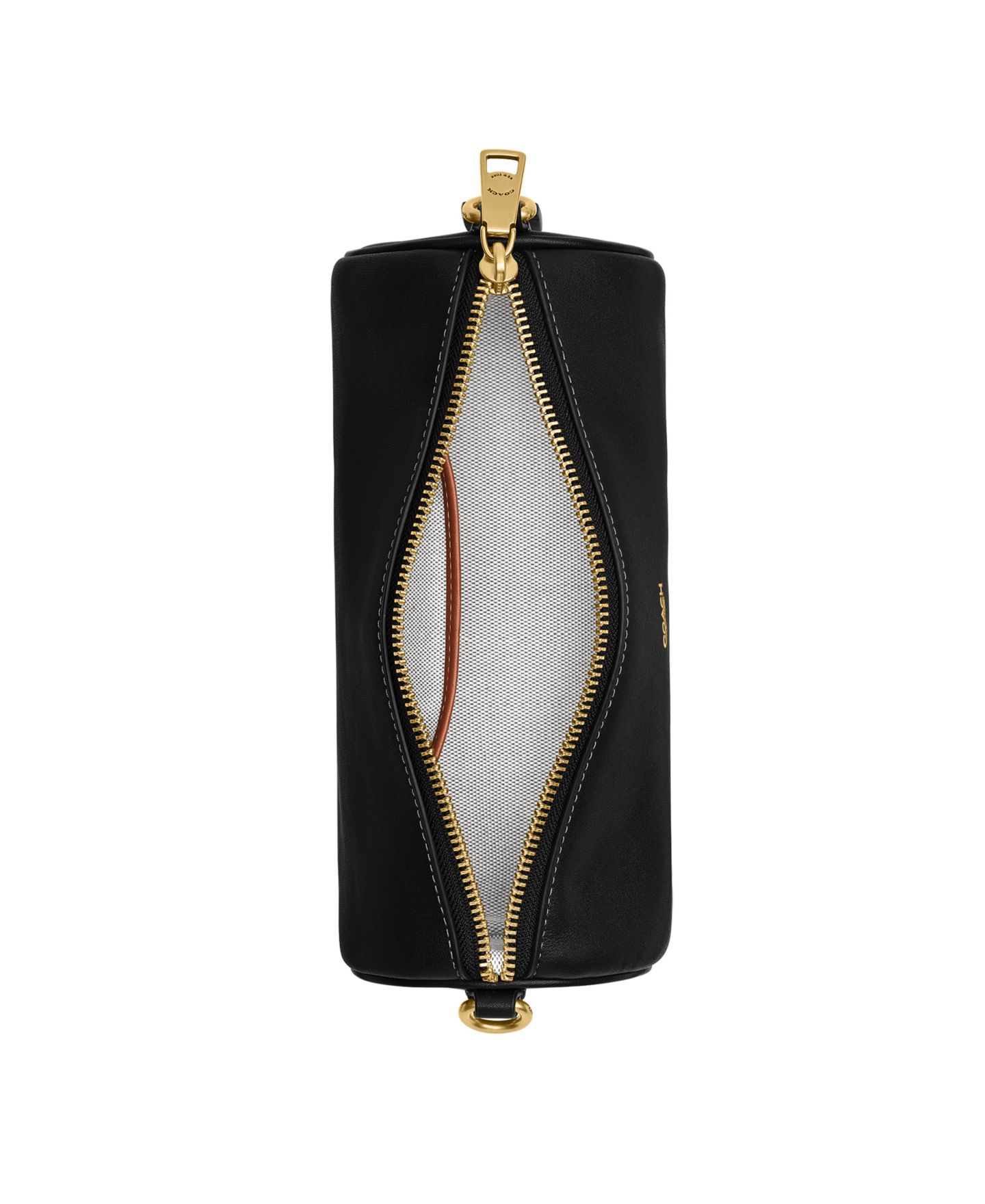 Женская сумка COACH Barrel Small Leather Slim Shoulder, цвет: Латунный / Чёрный — фото 4