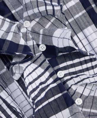 Women's Short Sleeve Ruffle-Front Cotton Blouse