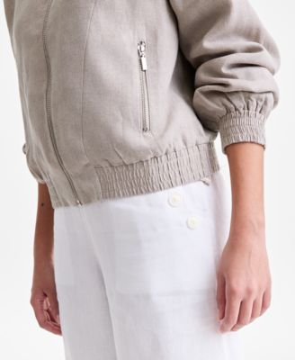 Women's 100% Linen Bomber Jacket