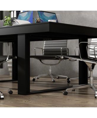 86.6 in. W, Retangular Black Walnut Wood Writing Desk Office Commercial Desk Computer Table, Meeting Table