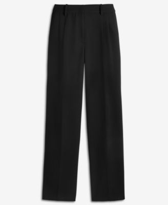 Women's High-Rise Polished Crepe Pleated Wide-Leg Pants