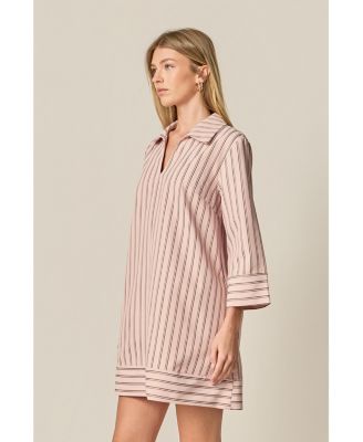 Women's Stripe Collared Mini Dress