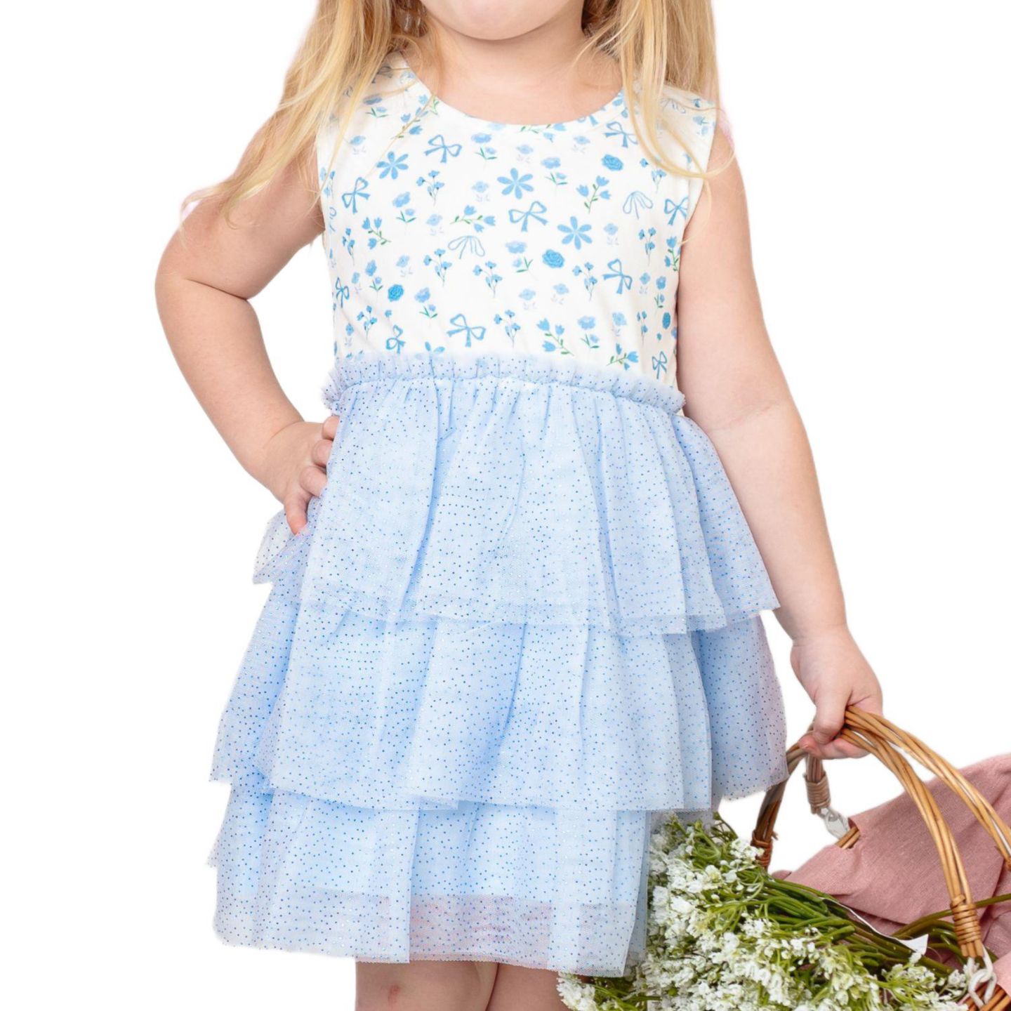 Платье Sweet Wink Sky Floral Tank Tutu Dress для девочек, цвет: Синий — фото 3