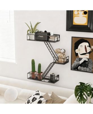YIGII Metal Wall Shelves with Baskets for Home Decor