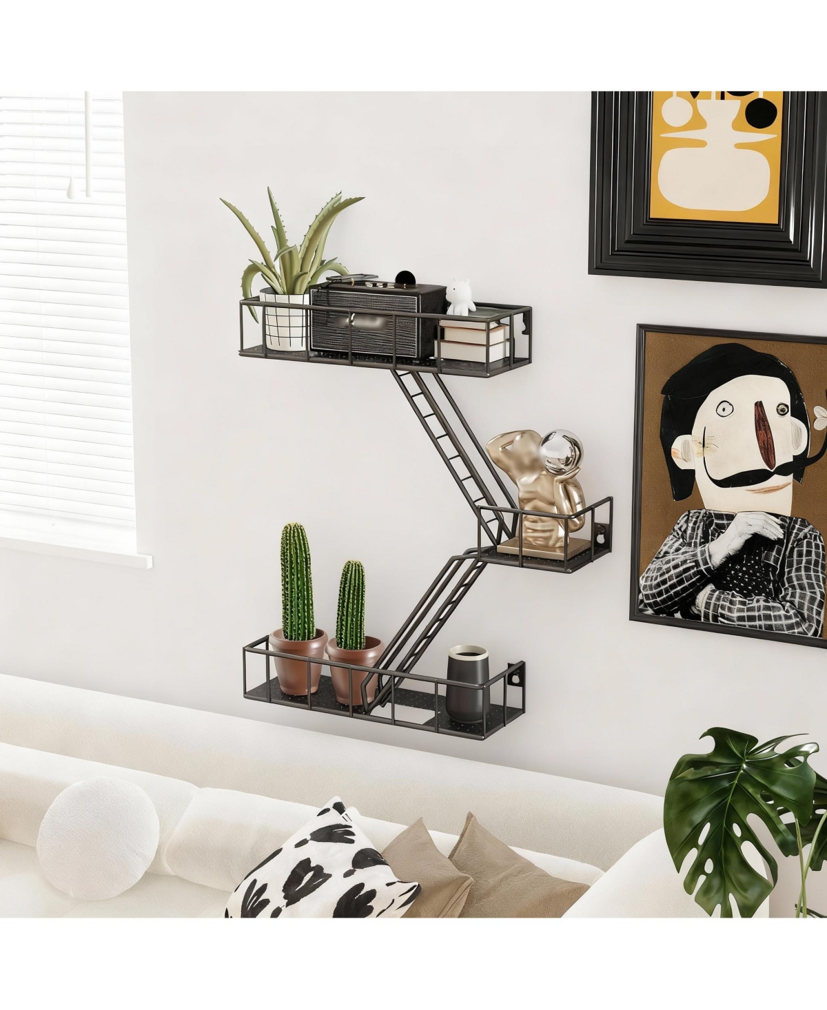 Yigii Metal Wall Shelves with Baskets for Home Decor