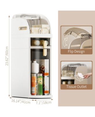 2-Tier Slim Plastic Storage Cabinet – Waterproof Bathroom Organizer with Drawers Transparent Accents