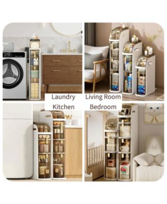 2-Tier Slim Plastic Storage Cabinet – Waterproof Bathroom Organizer with Drawers Transparent Accents