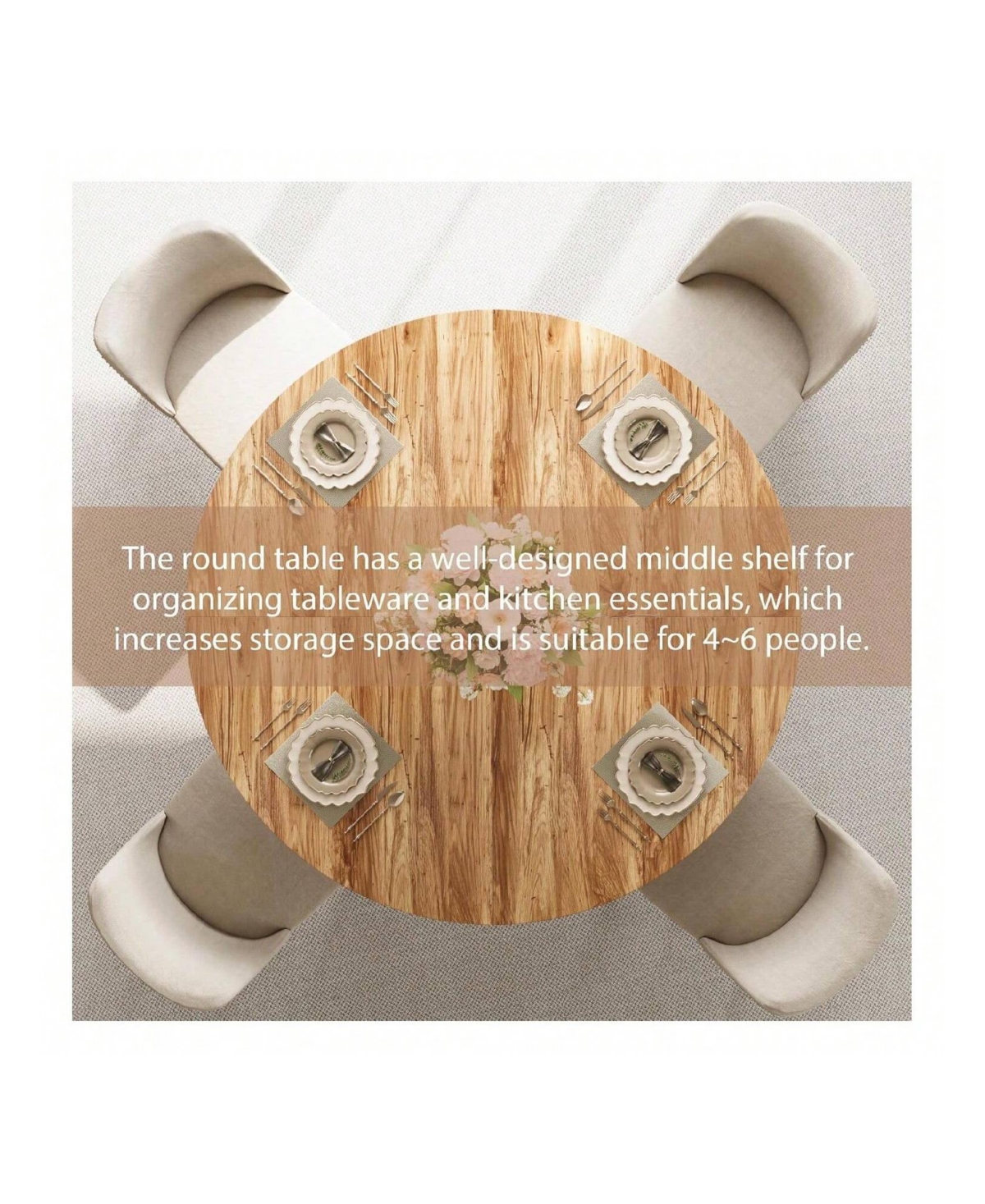 gaomon Kitchen Round Farmhouse Dining Table For 4 To 6 People Rustic Wood Kitchen Table for Dining Room