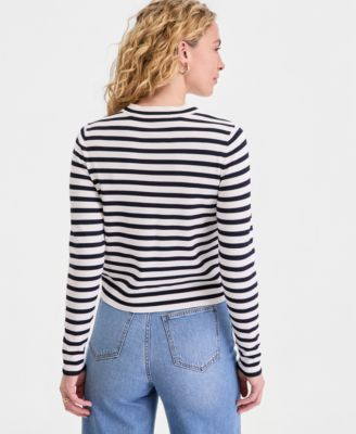 Women's Striped Crewneck Long-Sleeve Sweater