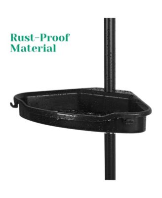 Corner Shower Caddy Tension Pole, Rust-Resistant Bathroom Storage Organizer with 4-Tier Adjustable Shelves & Rubber Pad, 101.6''- 122'' Height