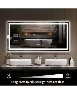 LED Bathroom Mirror with Lights, Front Lit + Backlit Vanity Mirror for Wall, Dimmable Lighted Bathroom Vanity Mirror, Anti-Fog, Memory Function