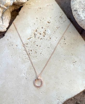 Rose Gold CZ Curved Nail Ring Necklace