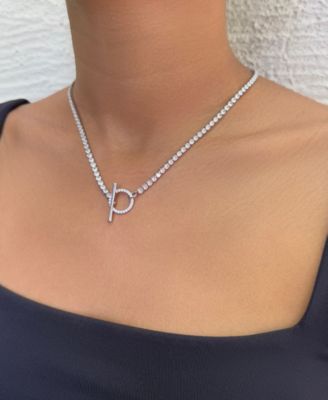 Silver Crystal Toggle Tennis Necklace