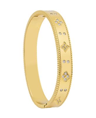 Tarnish Resistant Gold Clover Bangle Bracelet