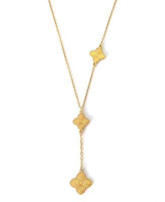 Tarnish Resistant Gold Pointed 3-Clover Y-Necklace