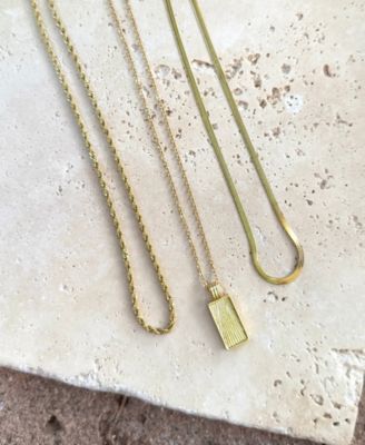 Tarnish Resistant Gold Dog Tag 3-Piece Necklace Set