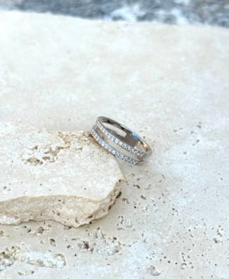 Silver CZ Double Band Ring