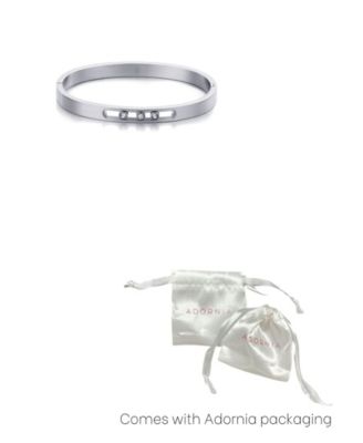 Tarnish Resistant Silver Sliding Stones Cuff Bracelet