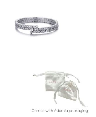Silver Coil Stretch Crystal Tennis Wrap Bracelet