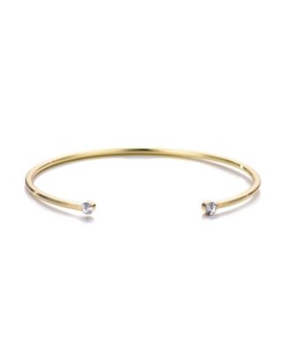 Gold Crystal Ends Open Cuff Bracelet