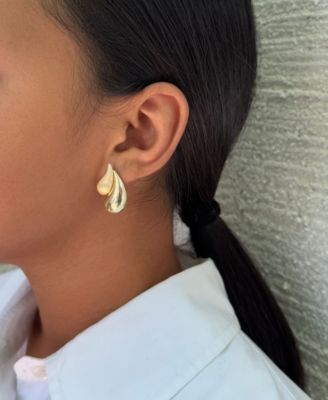 Gold 2-Teardrop Stud Earrings
