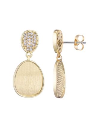 Gold Crystal Satin Finish Drop Earrings