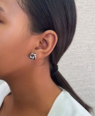 Silver Chubby Knot Stud Earrings