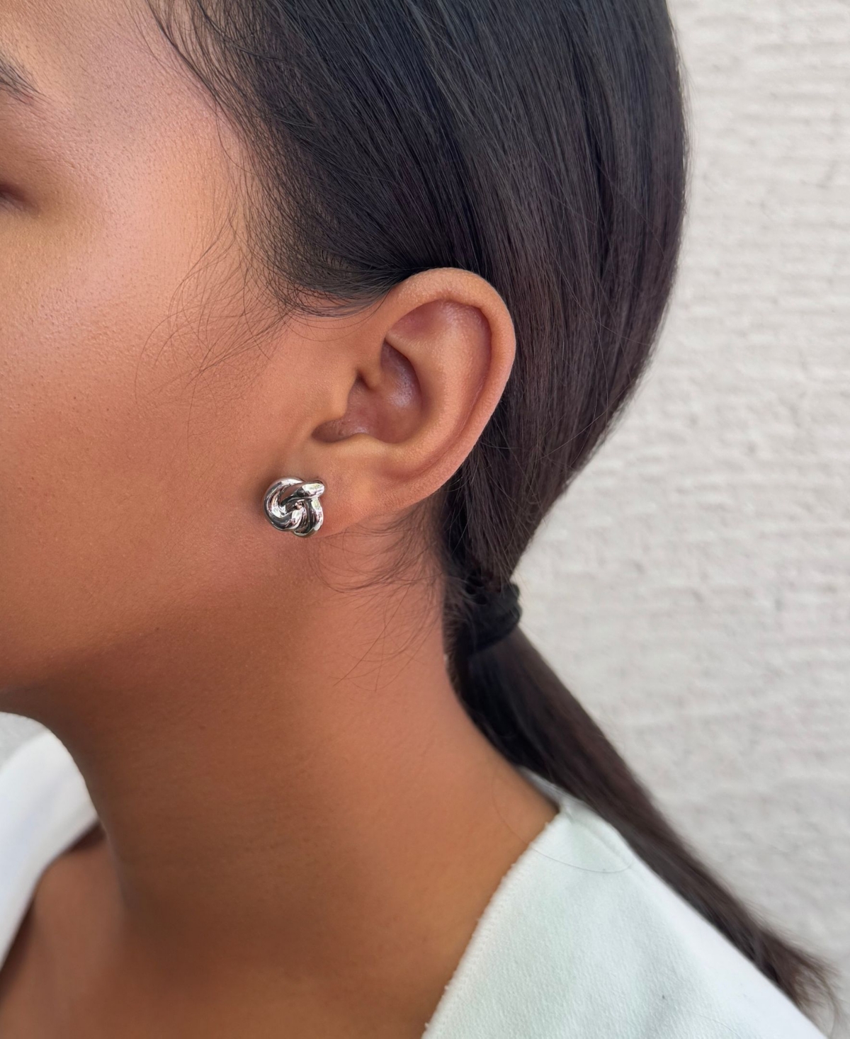 Adornia Silver Chubby Knot Stud Earrings