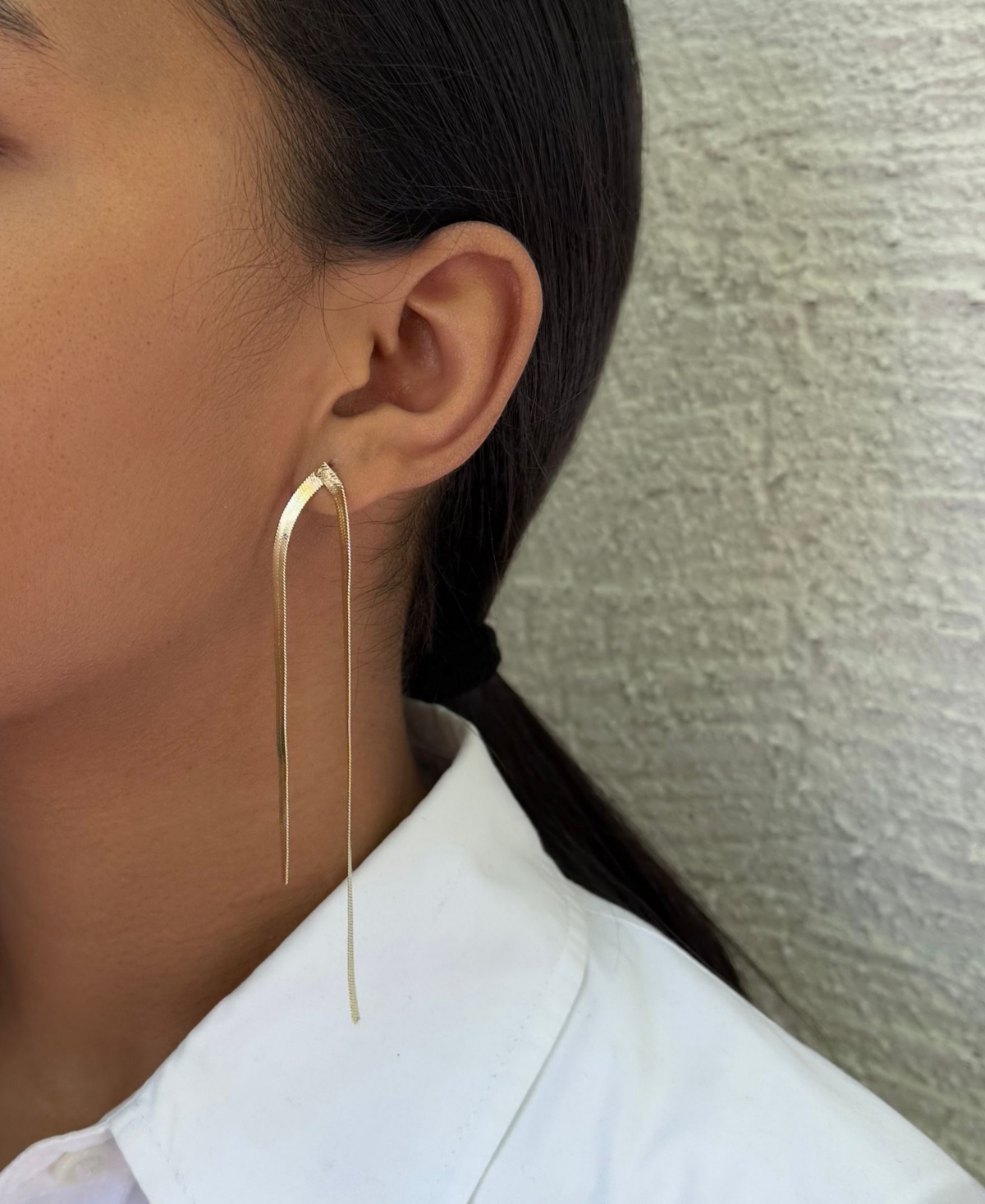 Adornia Gold Herringbone Drop Earrings