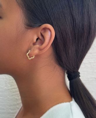 Gold Flower Shaped Hoop Earrings