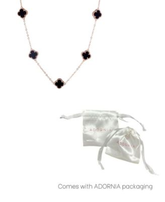 Rose Gold Black Flower Station Necklace