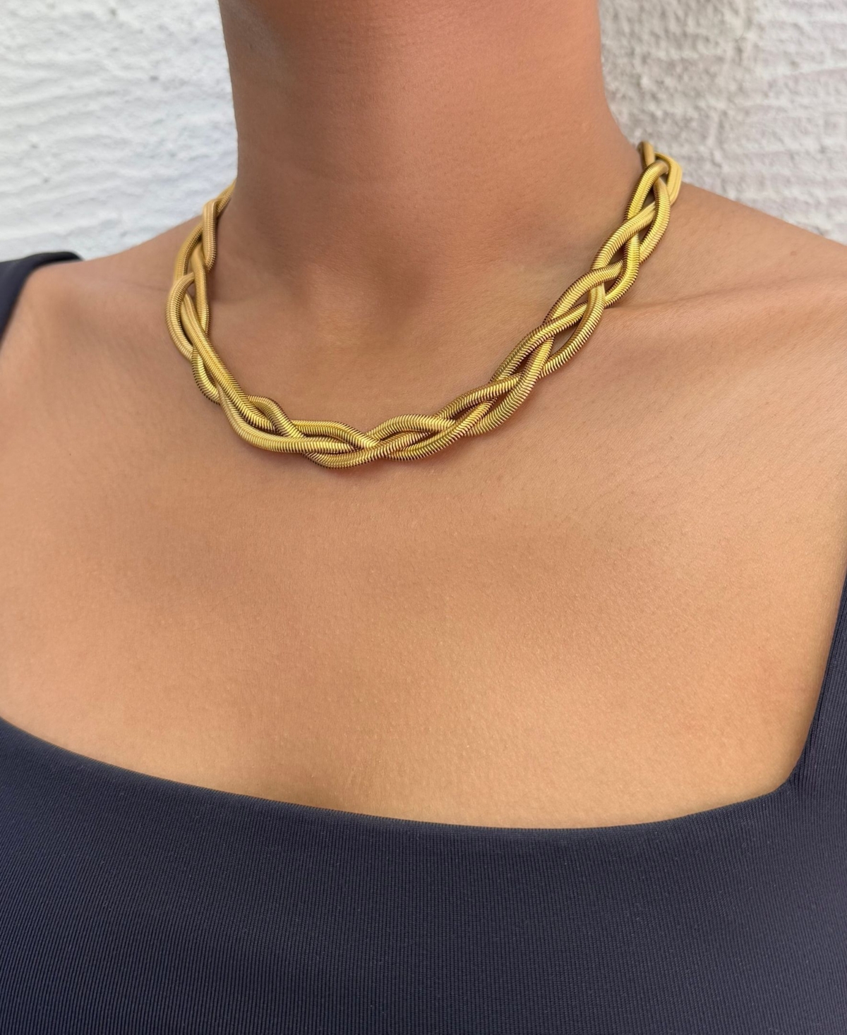 Adornia Tarnish Resistant Gold Braided Chain Necklace