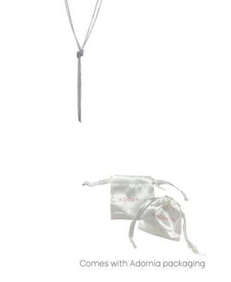 Silver Crystal 32" Tennis Knotted Lariat Necklace