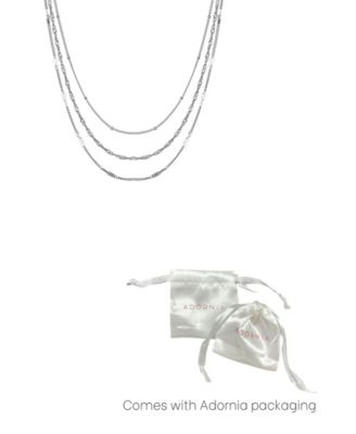 Silver 3-Chain Necklace Set