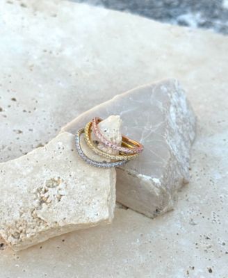 CZ Tri-Color Curved Eternity Band Nesting Ring Set