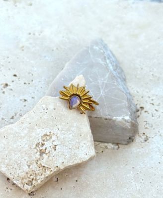 Tarnish Resistant Gold Opal Sunrise Ring Set