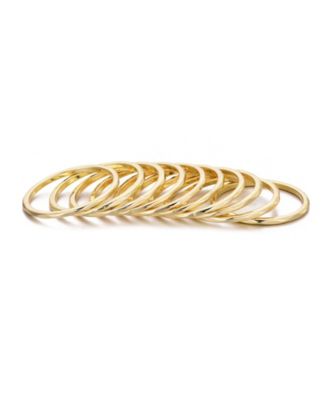 Gold 10- Ring Hammered Band Set
