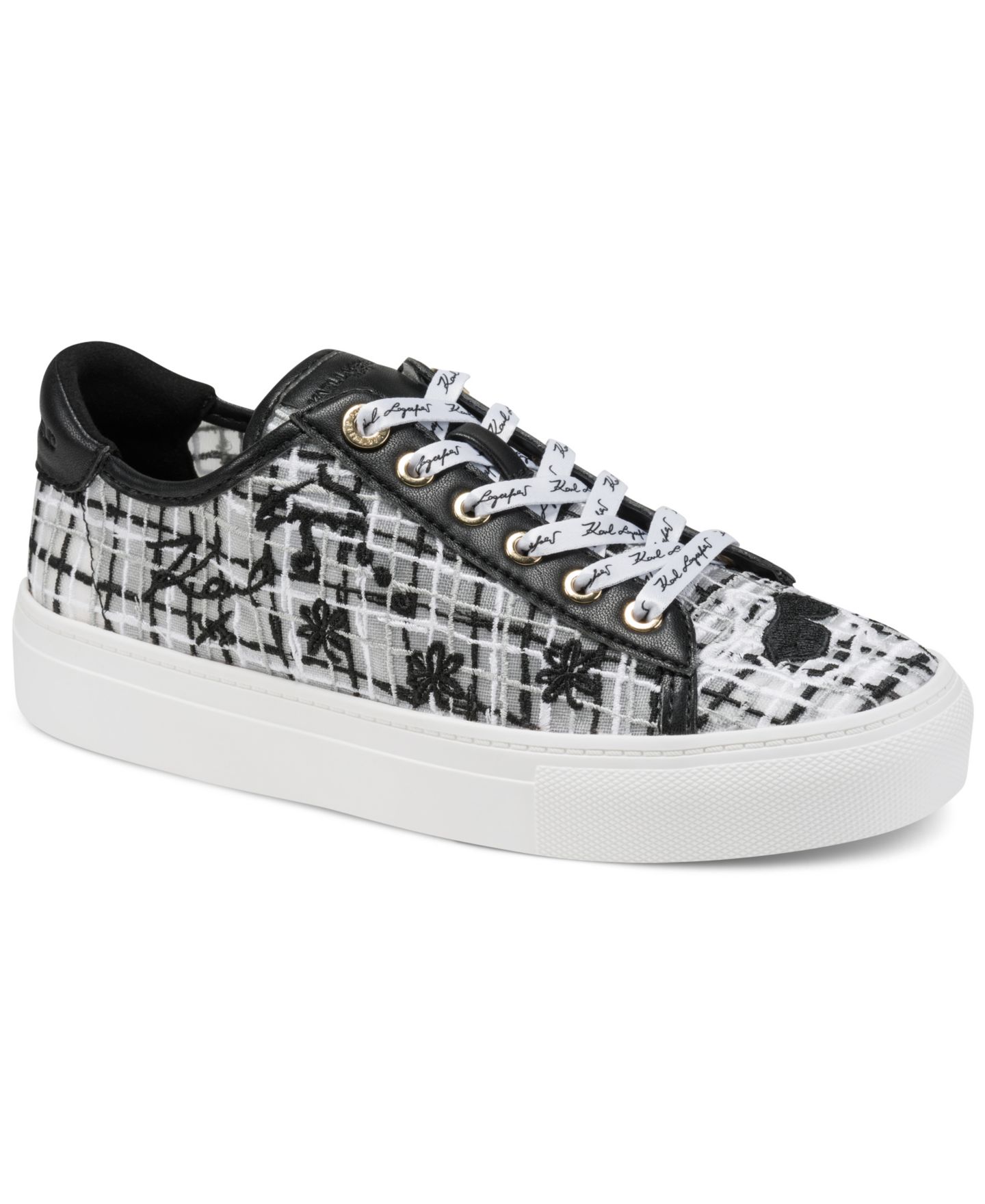 Женские кроссовки KARL LAGERFELD PARIS Cate Whimsy Lace-Up, цвет: Чёрный разноцветный — фото 1