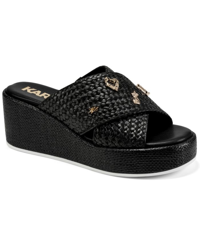KARL LAGERFELD PARIS Women's Caleigh Atelier Slip-On X Band Wedge Sandals
