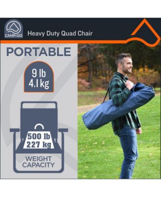 Heavy-Duty Folding Quad Outdoor Camping Chair, Portable Folding Camp Chair with Wide Seat, Cup Holders, and Carry Bag, Green