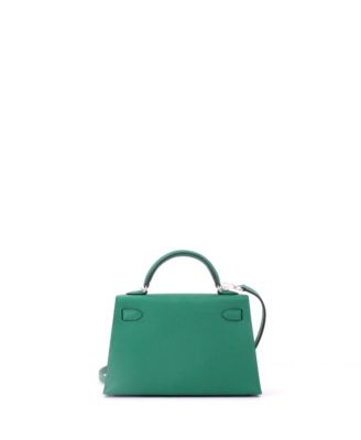 Kelly 20 Handbag Green Epsom with Palladium Hardware