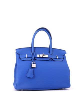 Birkin 30 Handbag Blue Togo with Palladium Hardware