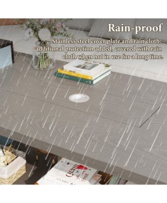 50,000 BTU Metal Outdoor Fire Pit Table with Auto Shut-Off, Propane Storage, Rain Cover and Lava Rocks