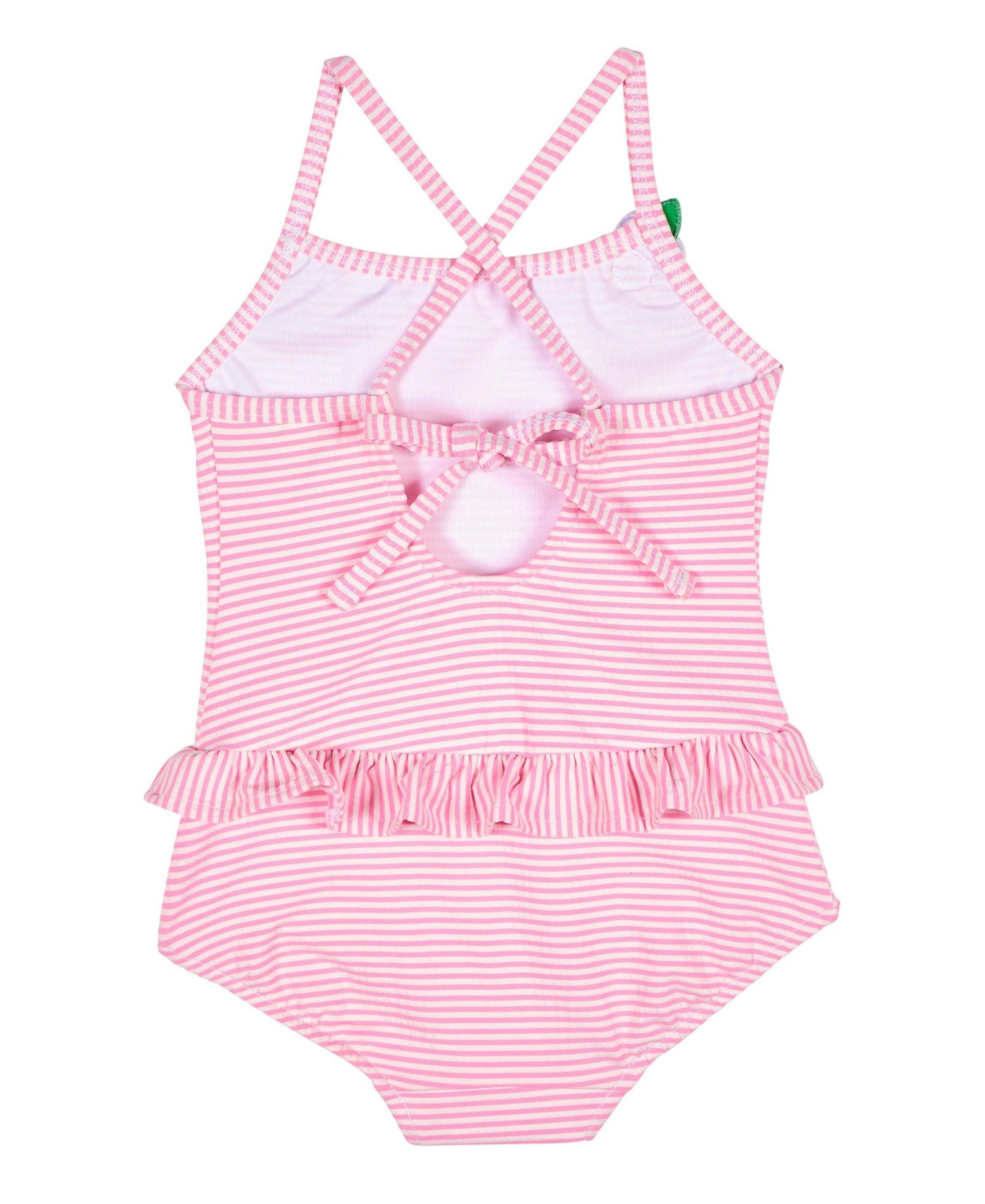 Florence Eiseman Toddler Girls Stripe Seersucker Swimsuit with Flower